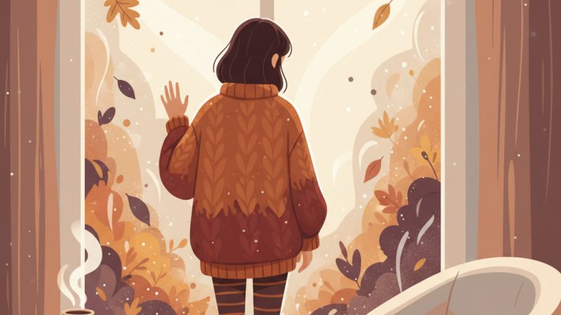 gemini-2.5-flash-image_A_scene_from_autumn_a_young_girl_puts_on_warm_clothes_stands_by_the_window_she_i-0